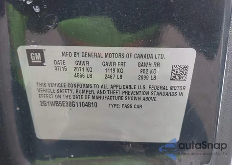 2016 Chevrolet Impala Limited Lt z USA, uszkodzony, nr VIN 2G1WB5E30G1104810